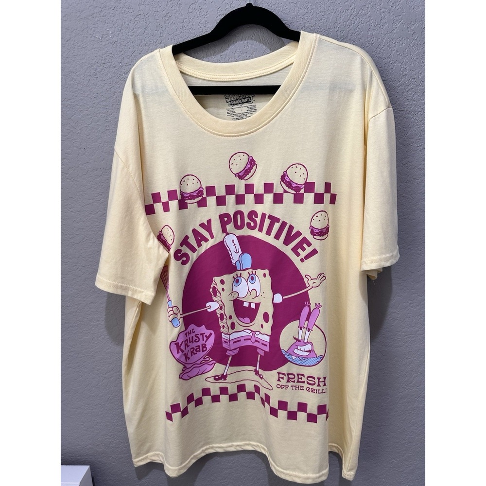 Krusty Krab Nickelodeon Spongebob Squarepants Women Yellow Graphic T-Shirt